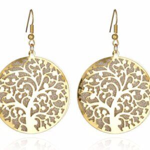 Women's Tree of Life Earring Circle oAK Tree Gold Silver Sparkle Earring